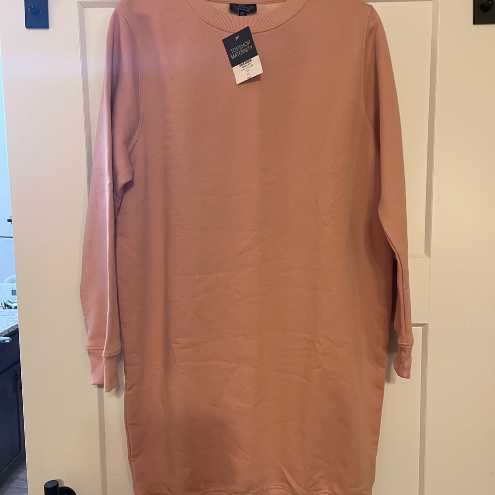 TopShot Maternity sweatshirt dress. Light pink new with tags. Size M/L